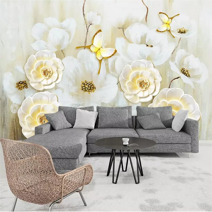 beibehang Custom wallpaper 3d living room three-dimensional white love Diaoyihua papel de parede relief background wall paper