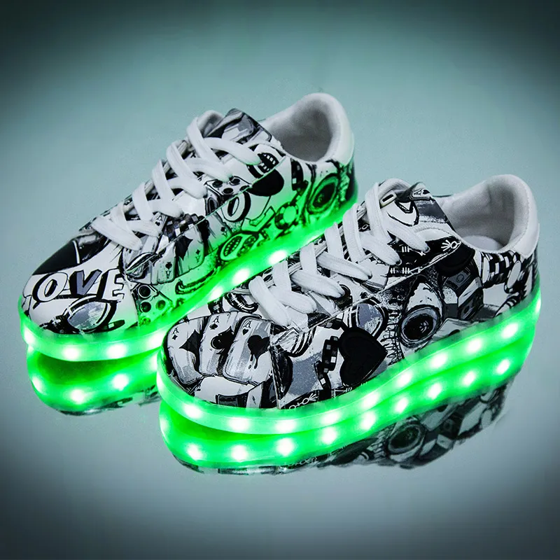 27-44 Led Hausschuhe USB beleuchtet krasovki leucht sneaker glühenden kinder led schuh kinder mit licht Sohle mädchen & junge led sneaker