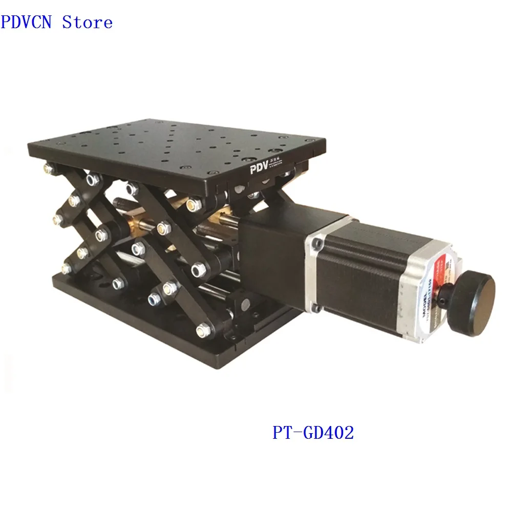 PT-GD402 Motorized Lab Jack, Electric Lifting Platform,Elevator, Optical Sliding Lift, 110mm Travel linear slide axis