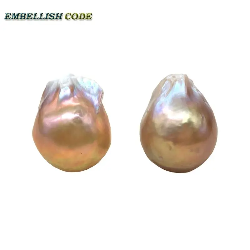 baroque pearl stud earrings purple golden Lustrous tissue nucleated style flameball natural freshwater pearls Special