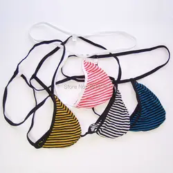 Mens String Pouch Posing Thong Teardrop Stripe Jersy Poly/Cotton/Spandex G204C