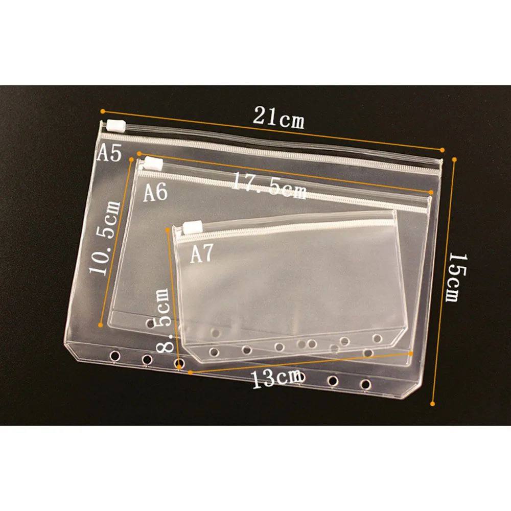 A5/A6/A7サイズプラスチックジップロック封筒ジッパー財布挿入リフィル主催学校の事務用品ファイルフォルダアクセサリー