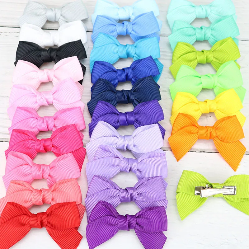 

Boutique 30pcs Fashion Cute Dovetail Bow Hairpins Solid Grosgrain Ribbon Bowtie Hair Clips Princess Headwear Hair Accessories