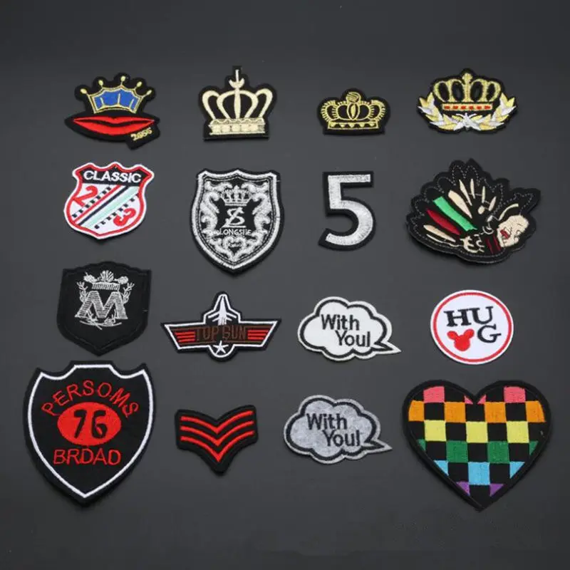 The Lip Crown Patches Iron On Or Sew Fabric Sticker For Clothes Embroidered Appliques DIY