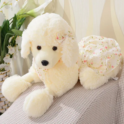 stuffed animal white beige dog poodle plush toy about 30cm dog doll b0985