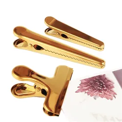 Gold Heavy Duty Bulldog Clips Gold Duckbill Clips Large Small Clothes Pins with Teeth for Office Bills or Household Supplies Set