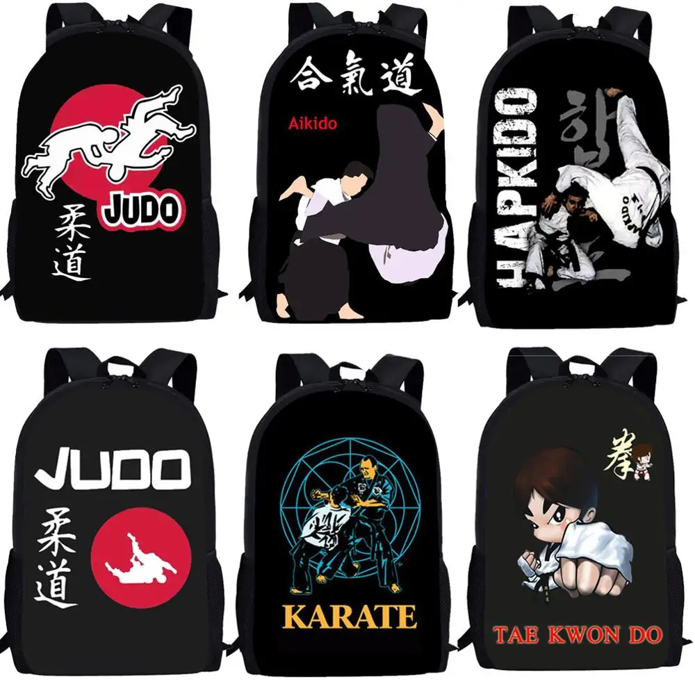 Cool Martial Martial Judo Taekwondo Karate Aikido Kune Do Backpacks for Teenage Girls Boys Women Men School Bags Kids Mochila