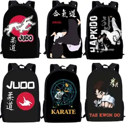 Bolsas escolares de karatê para meninas e meninos adolescentes, marcial, judô, taekwondo, aikido, mochilas infantis kune do, legal