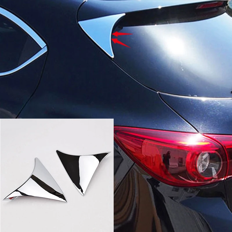 

For Mazda 3 Axela 2014-2017 2018 Hatchback ABS Chrome Rear Window Spoiler Side Wing Cover Trim Bevel Garnish Car Styling 2pcs