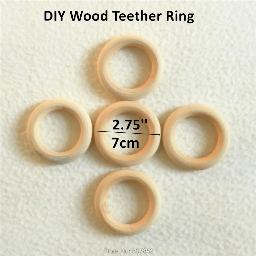 Chenkai 20pcs 70mm 2.75'' Nature Wooded Baby Pacifier Dummy Teether Ring Infant Teethering Jewelry Toss Games 7cm 2.5 inch