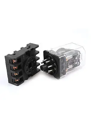 JTX-2C 8 Round Pin DPDT DIN Rail Electromagnetic Relay DC 24V Coils