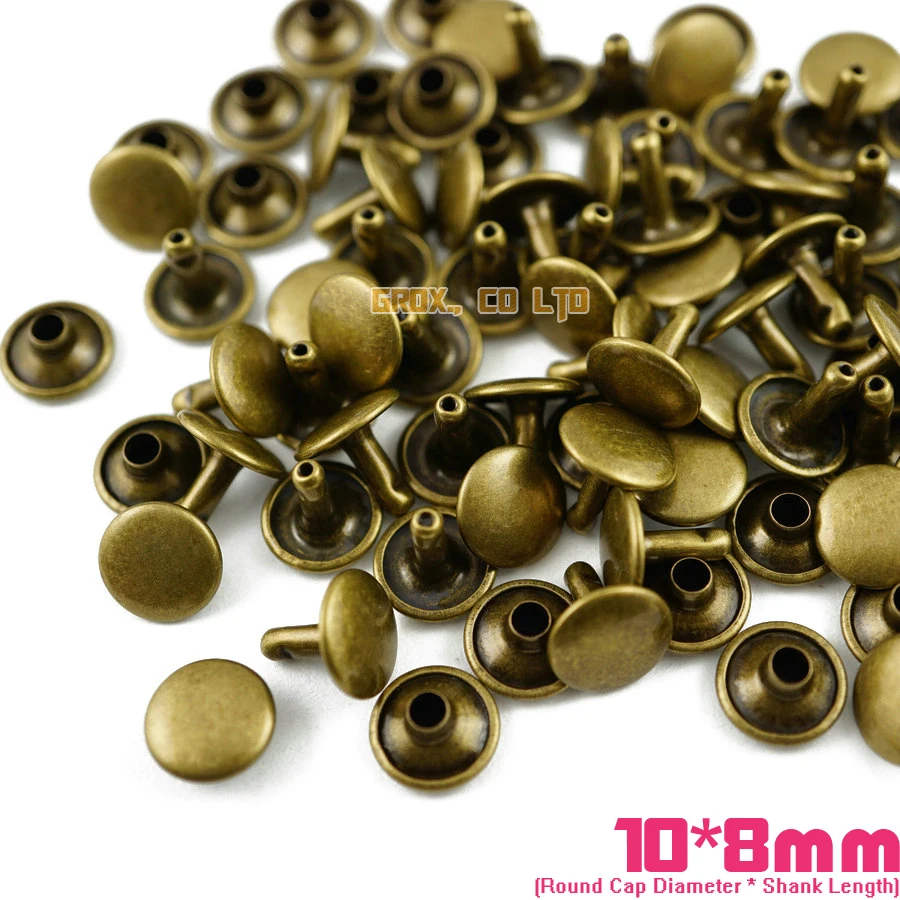 

450 set 10*8mm Antique Brass Double Cap Round Rapid Rivet Leathercraft Rivet