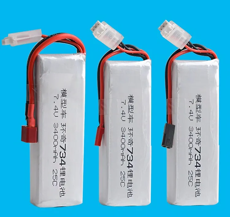 1pcs 7.4V 3400MAH 25C 2S li-po battery for HuanQi 734A/SUBO BG1513 1:16 RC car/Boat