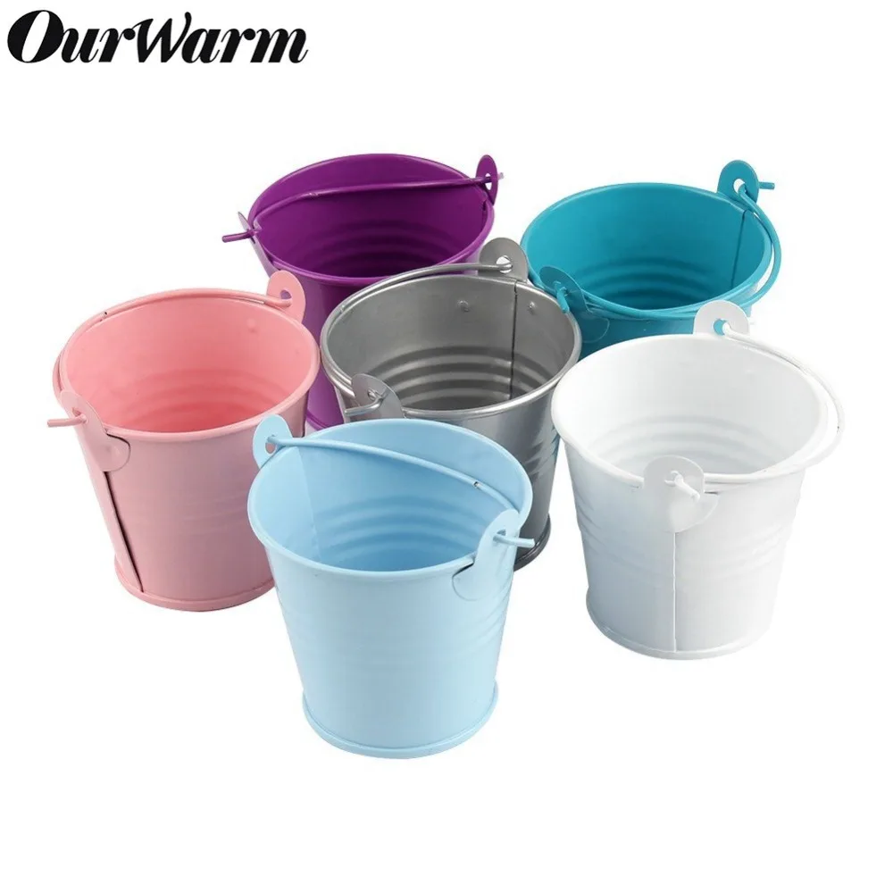 

OurWarm 6pcs Mini Metal Bucket Tin Buckets for Wedding Souvenirs Gift Pails Event Party Supplies Home Decoration