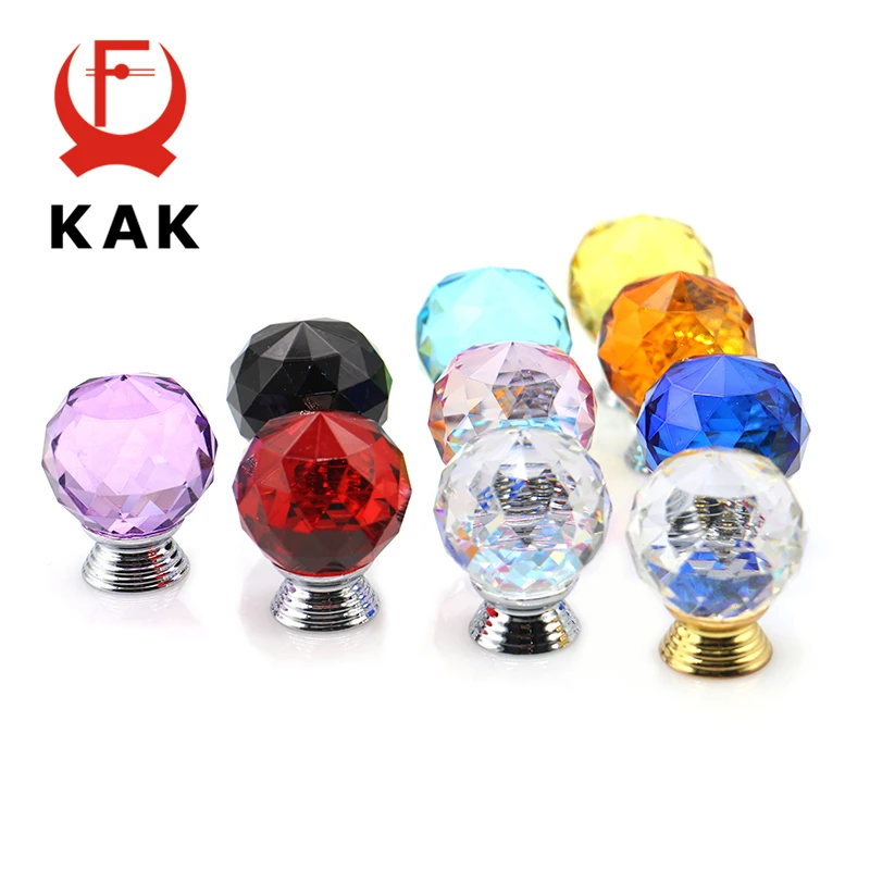 KAK 30mm Crystal Glass Knobs Cabinet Handles Colorful Crystal Ball Cupboard Pulls Drawer Knobs Kitchen Furniture Handle Hardware - Image 2