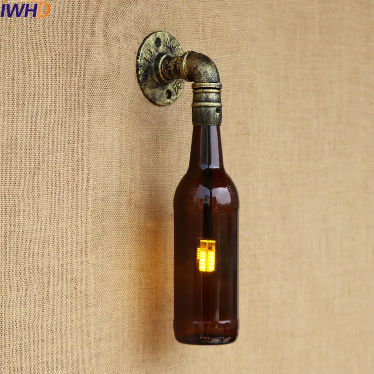 

Industrial Wall Sconce Lamp Lighting Fixtures With Pocket Watch Water Pipe lamp loft Edison Light Glass Bottle Lights LED 220v