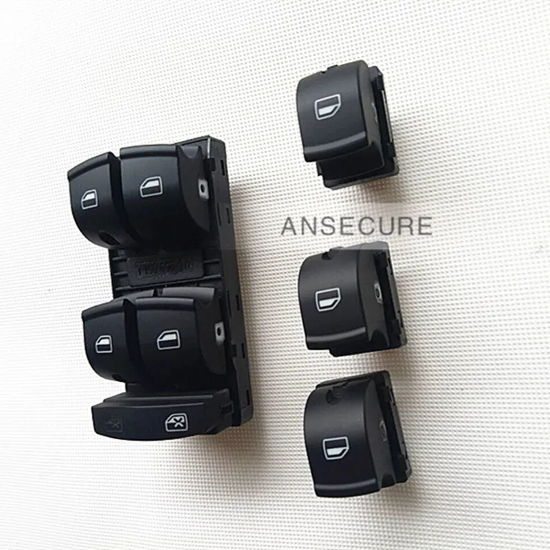 Original 4Pcs Electric Window Control Switch Button For Audi A6 C6 S6 RS6 A3 S3 8P Q7   4F0959851C  4F0959851F  4F0959855A