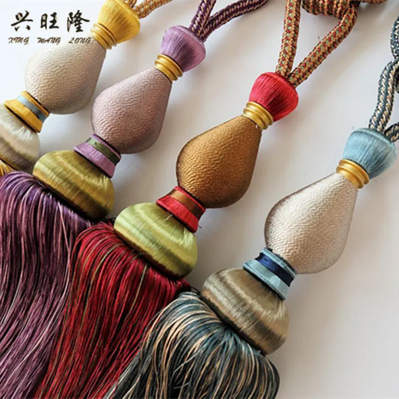 XWL 2Pcs Curtain Tieback Hanging Straps Ropes Tassel Fringe Curtain Accessories Brush Decorative Bind Buckle Clasp Tiebacks