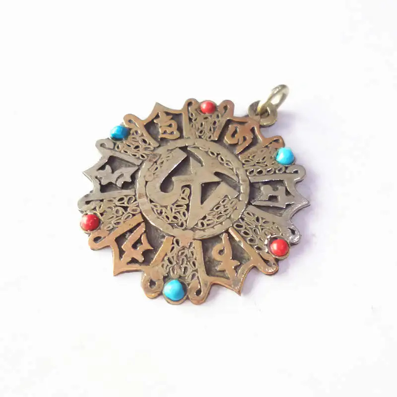 TBP106 Tibetan Six Words OM Mantras Amulets Pendants for Man Copper