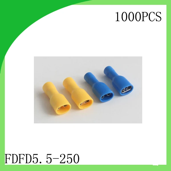 manfacture Brass 1000 PCS FDFD5.5-250 cold-pressure terminal  Fully insulated female connector Electrical Crimp Terminal