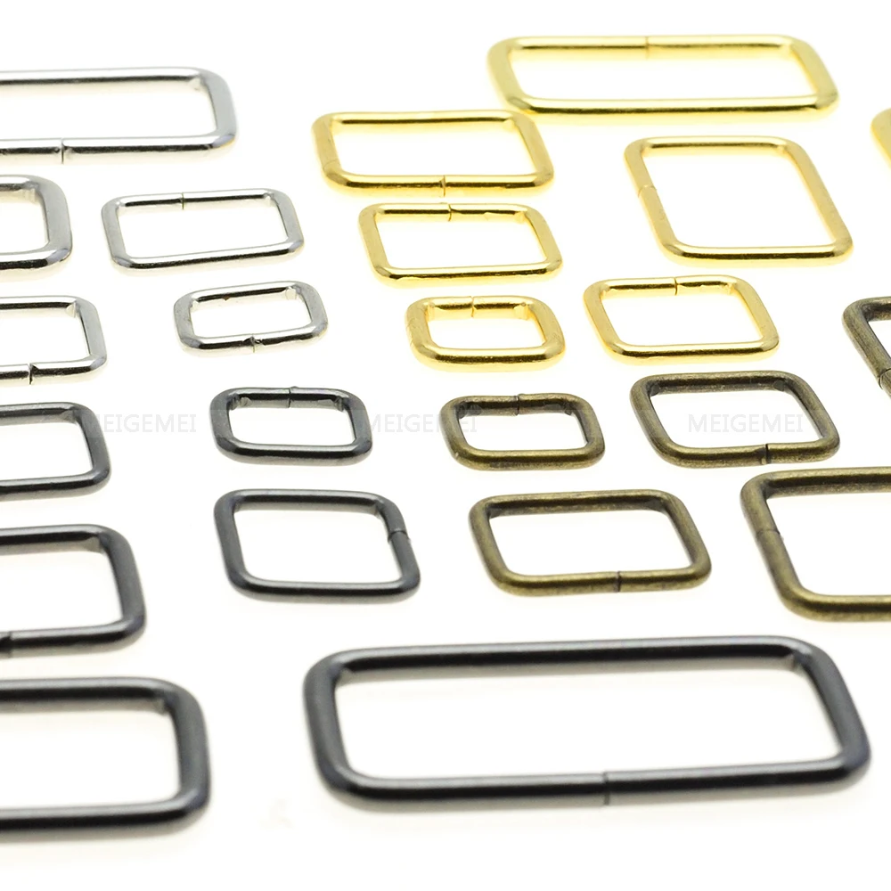 10pcs/pack Metal Wire Formed Rectangle Ring Metal Ring Belt Loop Ribbon Slider Belt buckle Bra Hook Package accessories