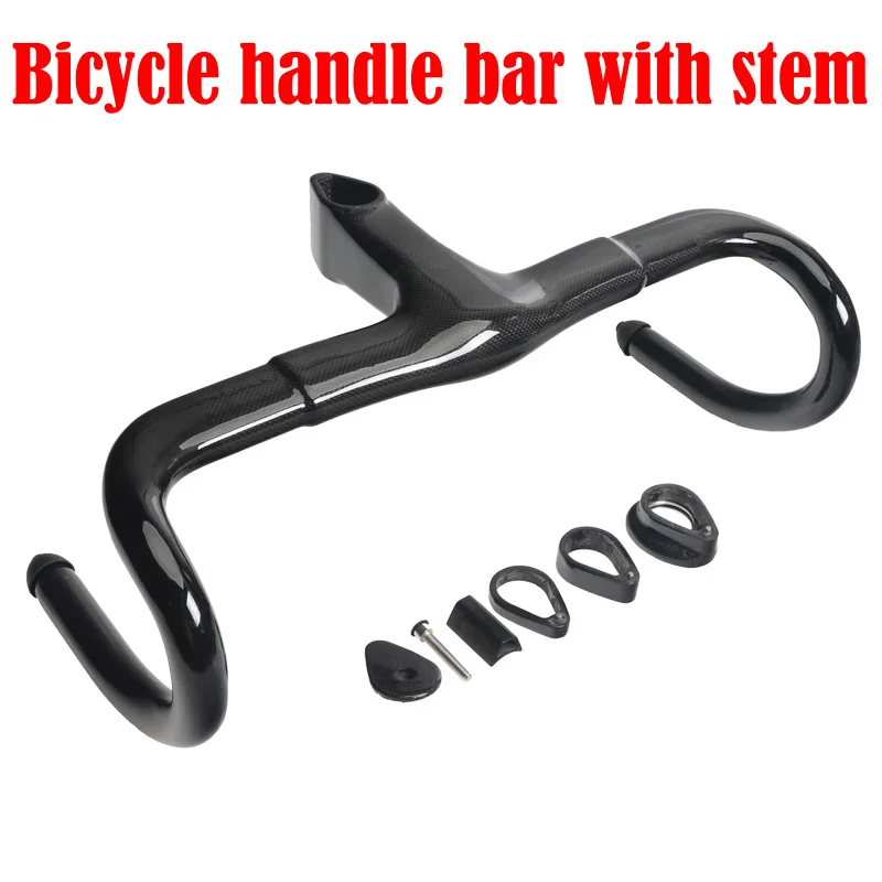 

Cycling Carbon stem Integrated Handlebar Road Bike Handle Bars 1k Glossy Ultralight Carbon Fibre Road Bicycle Handlebar