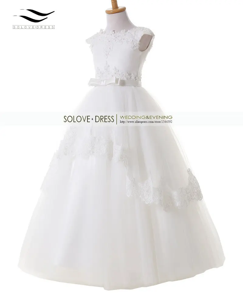 Lovely Girls Glitz เด็กเล็กชุดตัก Appliqued Lace ชุดเดรสดอกไม้สำหรับกระเป๋าสตางค์ชุด Floristas Vestido SL-F04