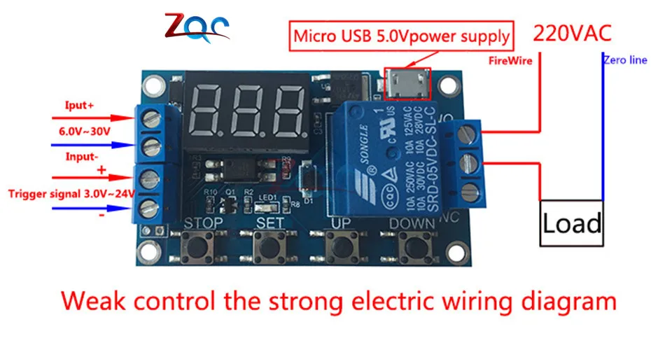 WS16 DC 6-30V Support Micro USB 5V LED Display Automation Cycle Delay Timer Control Off Switch Delay Time Relay 6V 9V 12V 24V