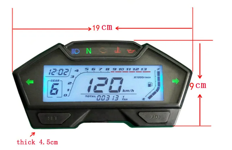 N1-6 Gear Speed Oil Volume Water Temperature Engine Oil Display Motorcycle Naked Car Modified LCD Instrument Speed Adjustable