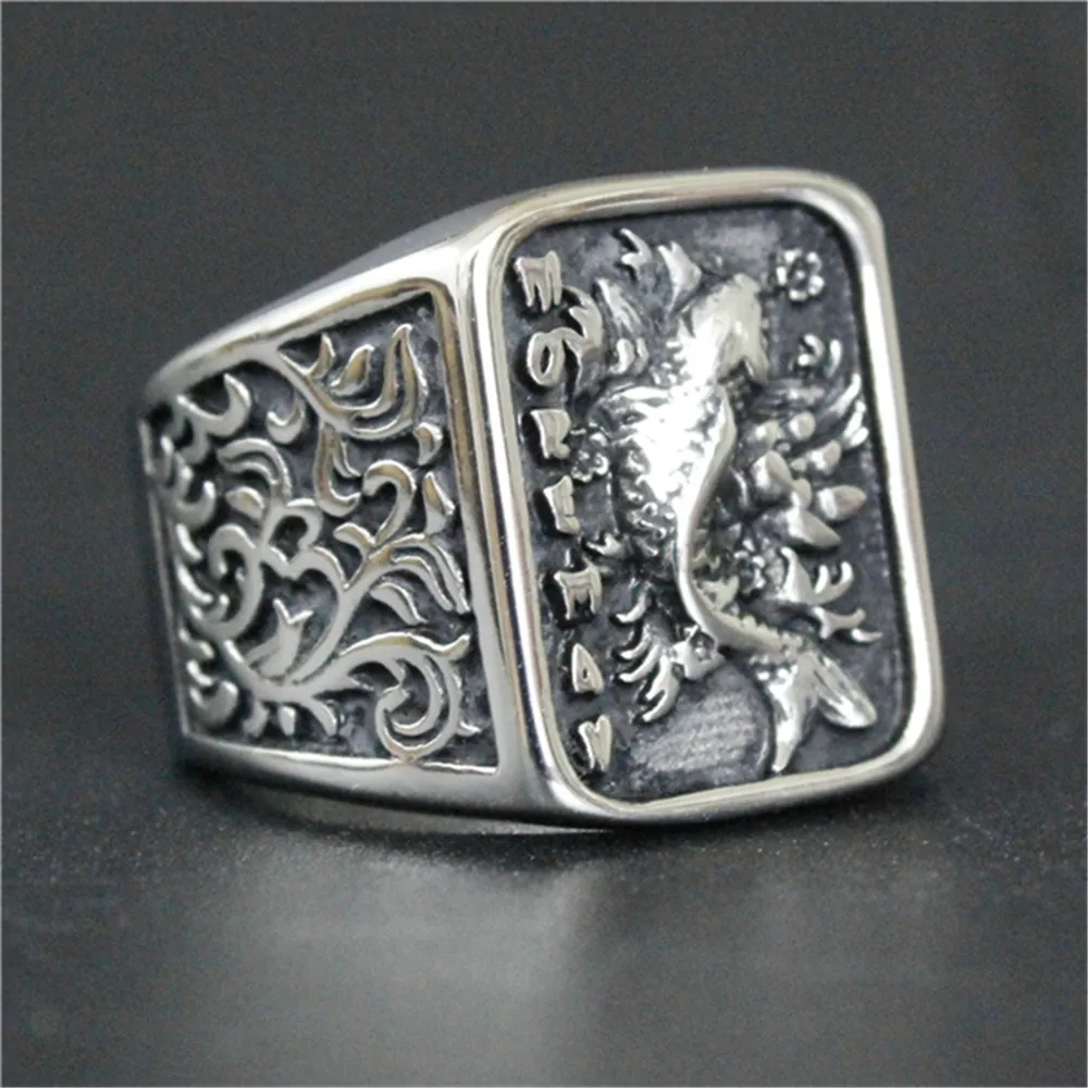 Support Drop Ship Newest Flower  316L Stainless Steel Hot Selling Fish Ring Size 7-13