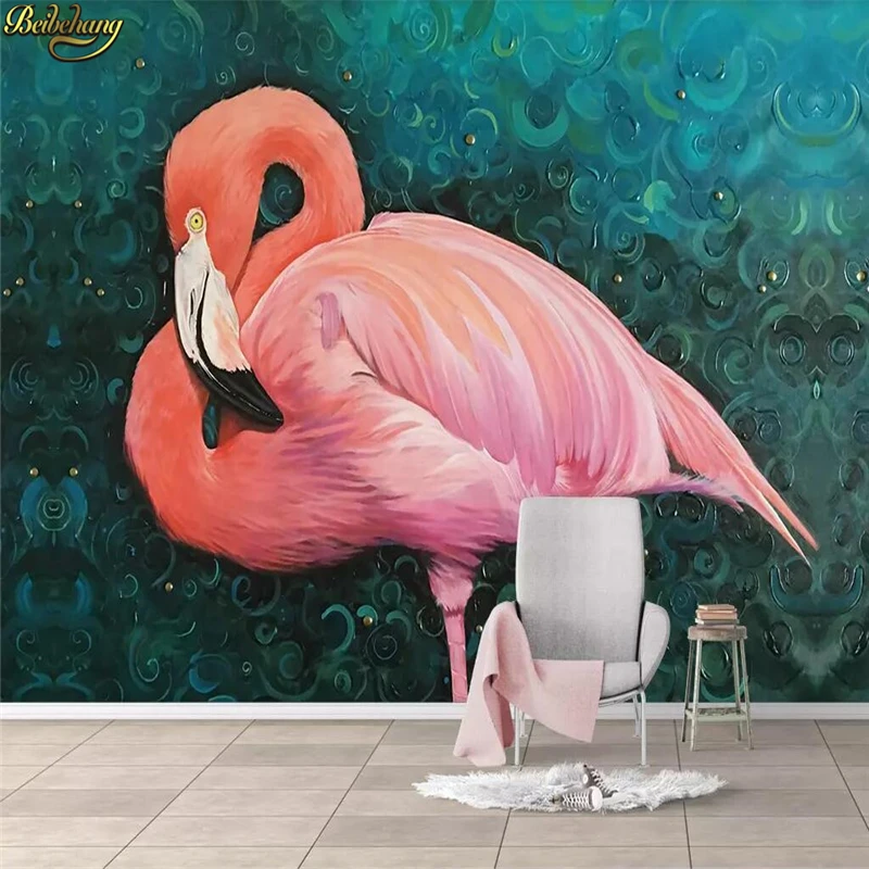 

beibehang papel de parede Custom wallpaper European oil painting flamingo background wall papers home decor 3d wallpaper mural