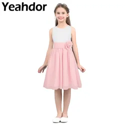 Plissee Blume Mädchen Hochzeit Kleid Mädchen Prinzessin Party Kleid für Mädchen Abend Brautjungfer Kleid Kinder Kostüm Kinder Vestidos