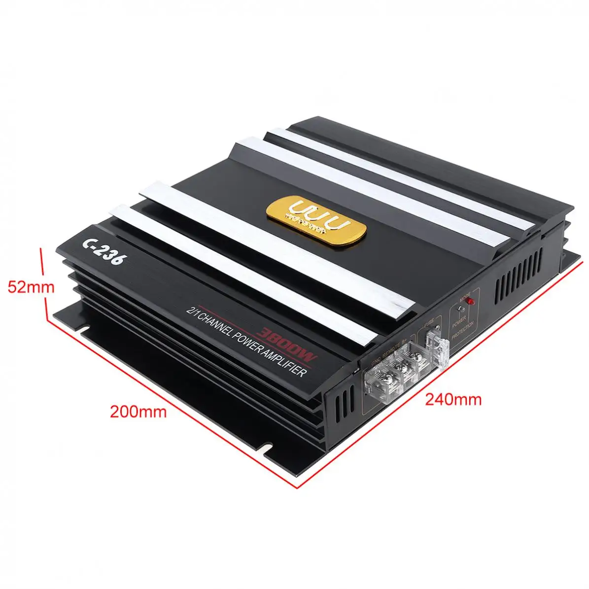 2 Channel 3800W Class AB Digital Black Aluminum Alloy Car Stereo Amplifiers Universal Auto Audio Power Amplifier