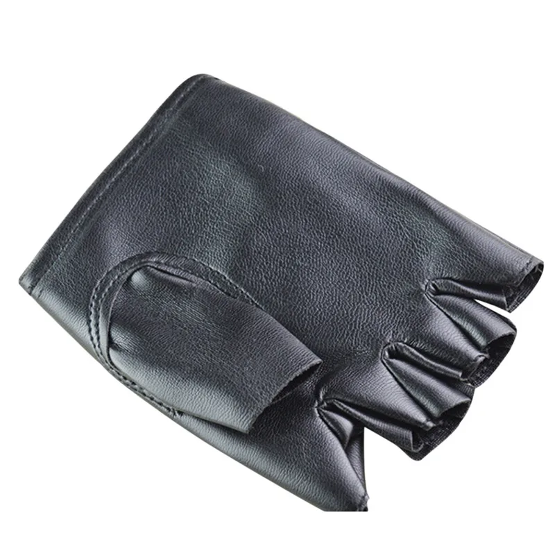 1 Pair Punk Hip-hop PU Black Half-finger Leather Gloves Square Nail Fashion Hand Warmer Winter Gloves Warm Fingerless