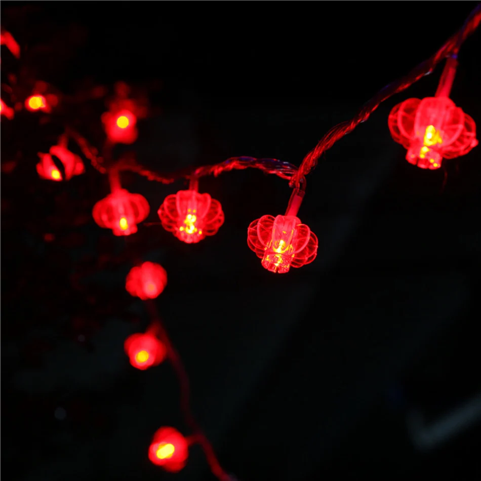 traditional red lantern led string light 8M with 50pcs leds battery operated for party supplies Chinese New Year Home decoration