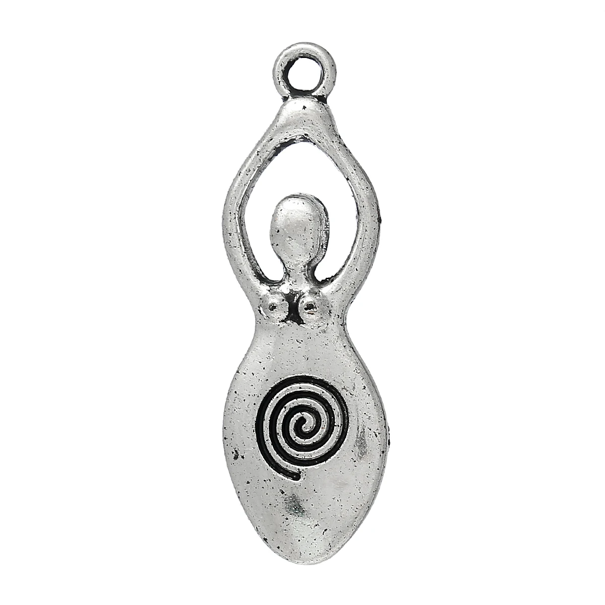 DoreenBeads Charm Pendants Venus Of Willendorf Fertility Goddess Pregnancy Silver Color Color Spiral Carved 39mm x 13mm ,10 PCs