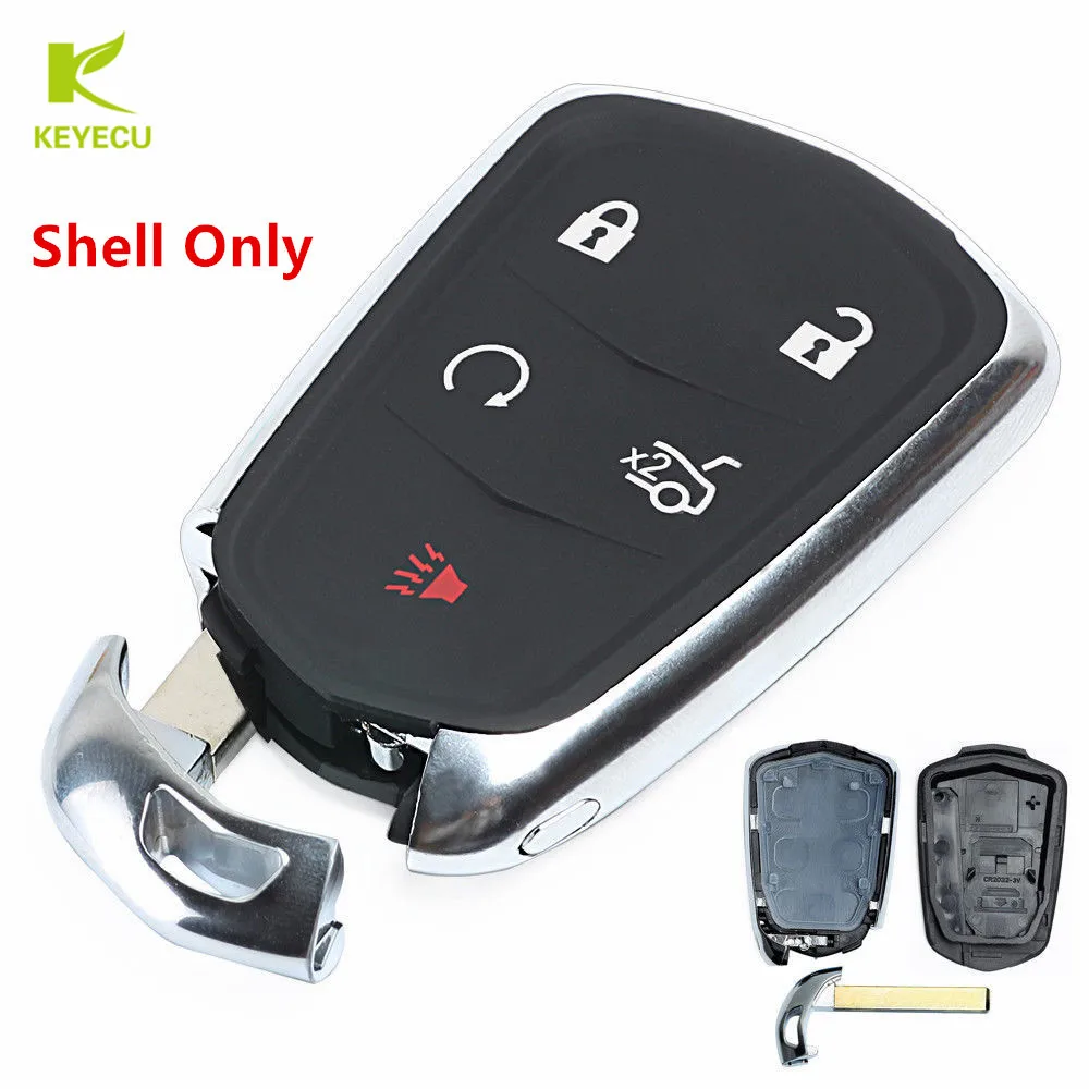 KEYECU Replacement Remote Fob Case Shell Pad 5 Button for Cadillac 14-17 ATS 16-17 CT6 14-16 CTS 15-16 SRX 2017 XT5 14-2016 XTS