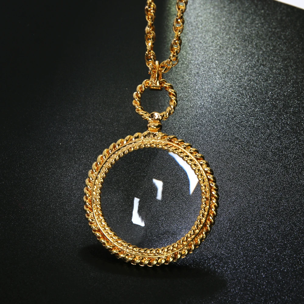 New Round Long Rope Chain Magnifier Pendant Modern Design White Clor Fashion magnify glass necklaces