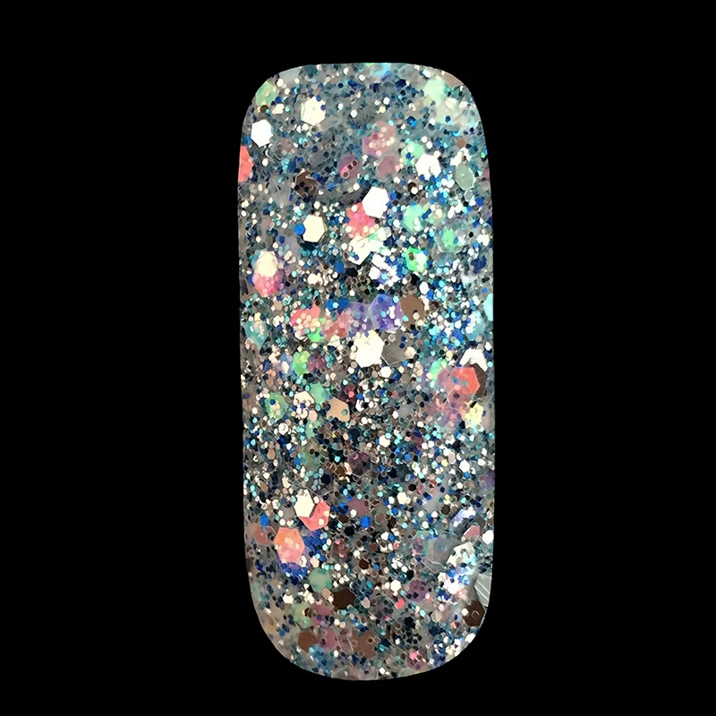 Christmas Craft Art Decoration Manicure Sliver Blue Mix Size Nail art Glitter Hexagon Manicure Sequins UV Dust Flash Powder