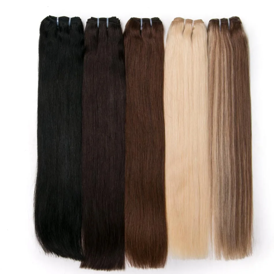 Straight Blonde Human Hair Weave Brazilian Remy Human Hair Weft Extensions 18-28