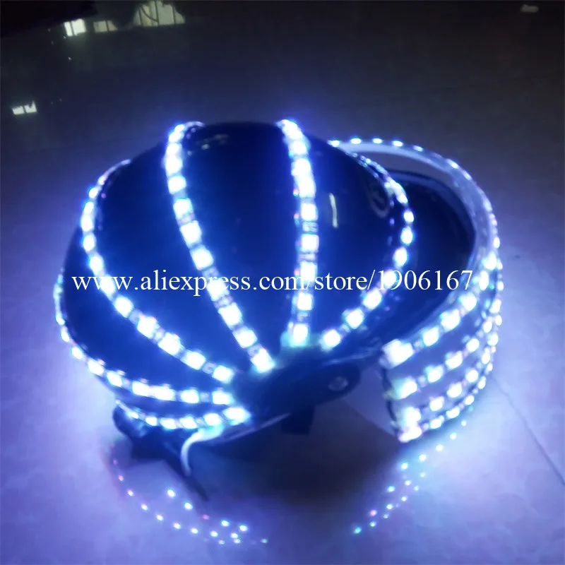 Colorful LED Luminous Robot Helmet RGB Led Growing Flashing Halloween Christmas Headwear For Party Dancing Bar DJ