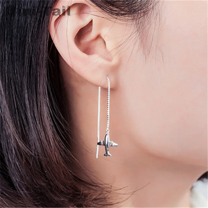 UiniTail hot new 925 sterling silver small aircraft long ear line female personality fashion tide flow sweet earrings gift ED120