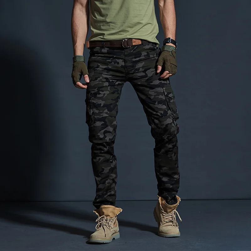 Pantalones Cargo de estilo militar para hombre, pantalones transpirables impermeables con bolsillos del ejército, pantalones casuales de talla grande