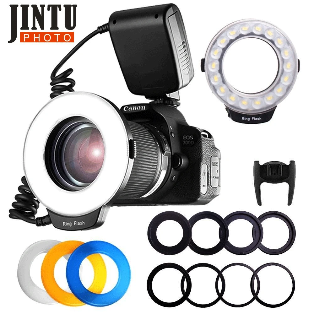 

JINTU RF-550 Macro 48 светодиодная кольцесветильник вспышка для камеры Canon 750D 760D T6i T6s 7D Mark II T2i T3i T4i T5 550D 600D 650D 700D