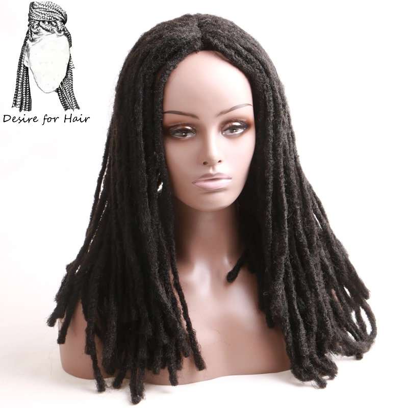 

Desire for hair 1pc 18inch 45cm long synthetic jamaican dreadlock hair wig black color for woman