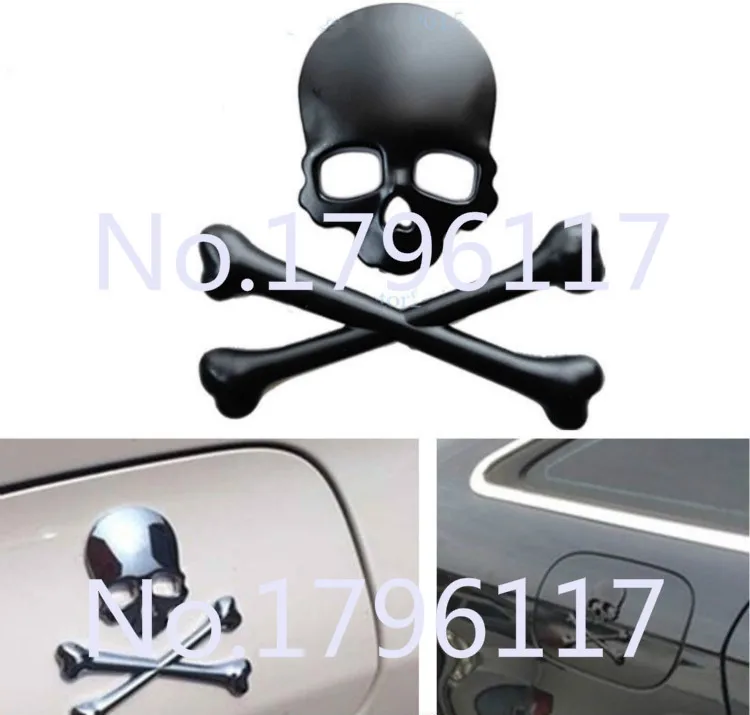 

1Pcs Skull Metal Skeleton Crossbones Car Motorcycle Sticker Label 3D Skull Emblem Badge car styling stickers accessories decal