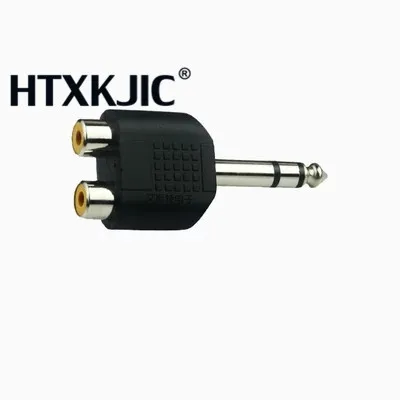 100 Cái 6.35 mét Nam đến 3.5 mét Nữ Cắm 3 Cực Phải Angle Stereo Audio Adapter 90 Bằng 6.35-3.5 Nam nối