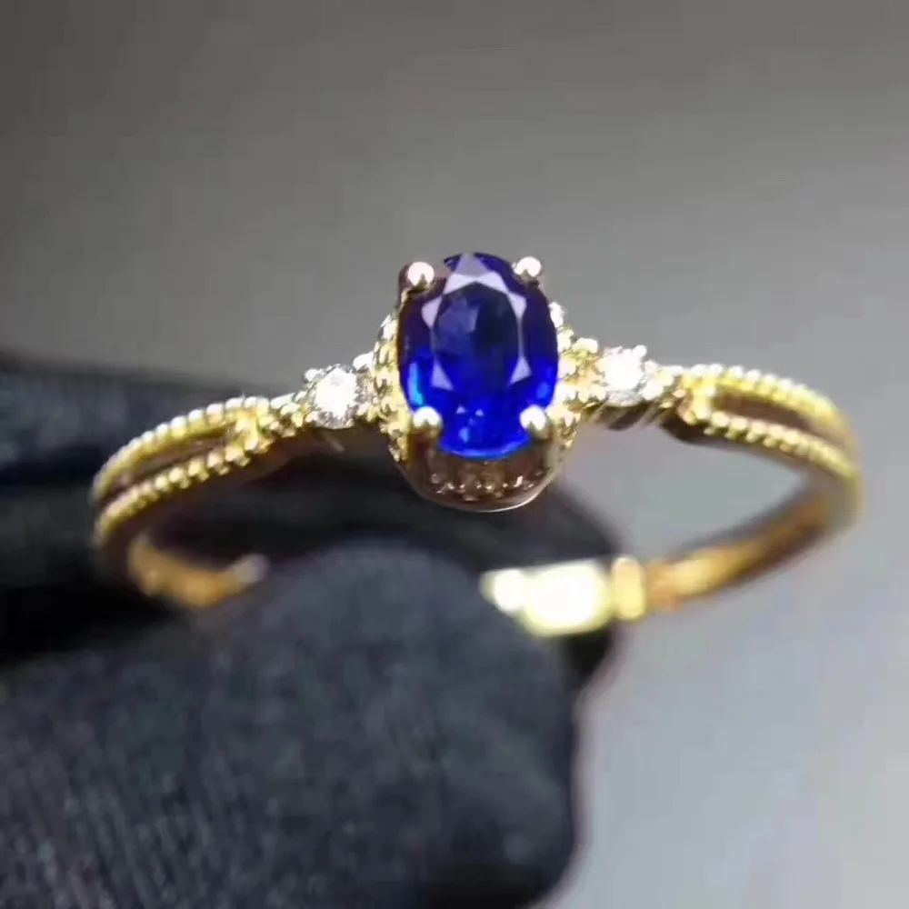 

Blue sapphire ring Free shipping Natural real blue sapphire 925 sterling silver 4*5mm gemstone Fine jewelry