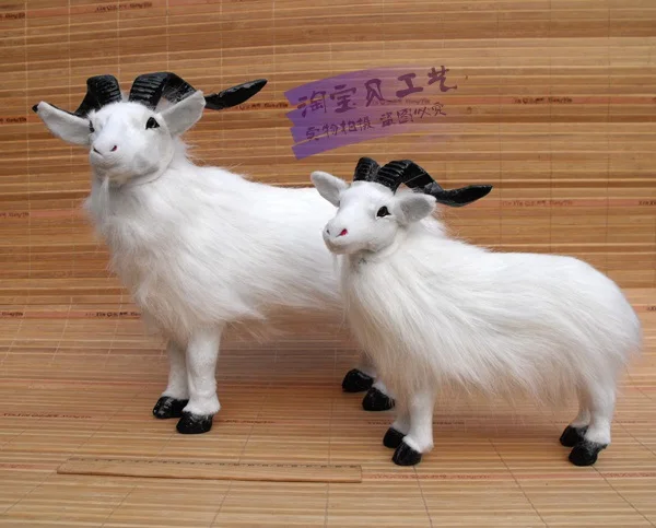 

simulation sheep white goat furry fur model hard model ornament photography prop home decoration gift h1483