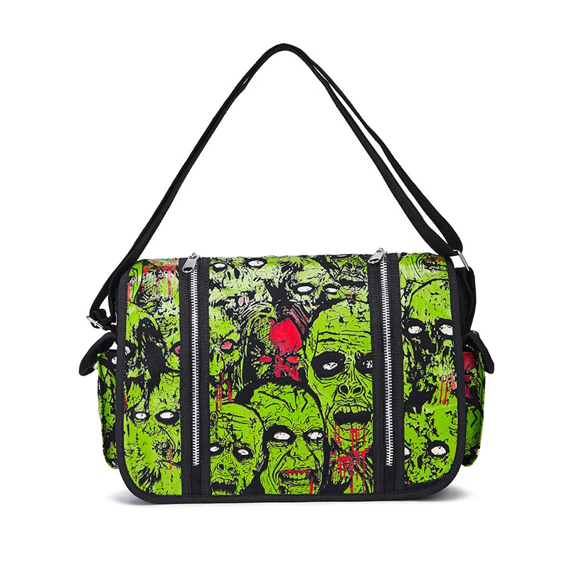 JIEROTYX Outdoors Travelling Bag Human Skeleton Head Noctilucent Women Canvas Single Shoulder Bag Women Package Oblique Satchel